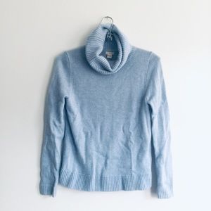 J Crew Blue Viscose Merino Wool Turtleneck Sweater